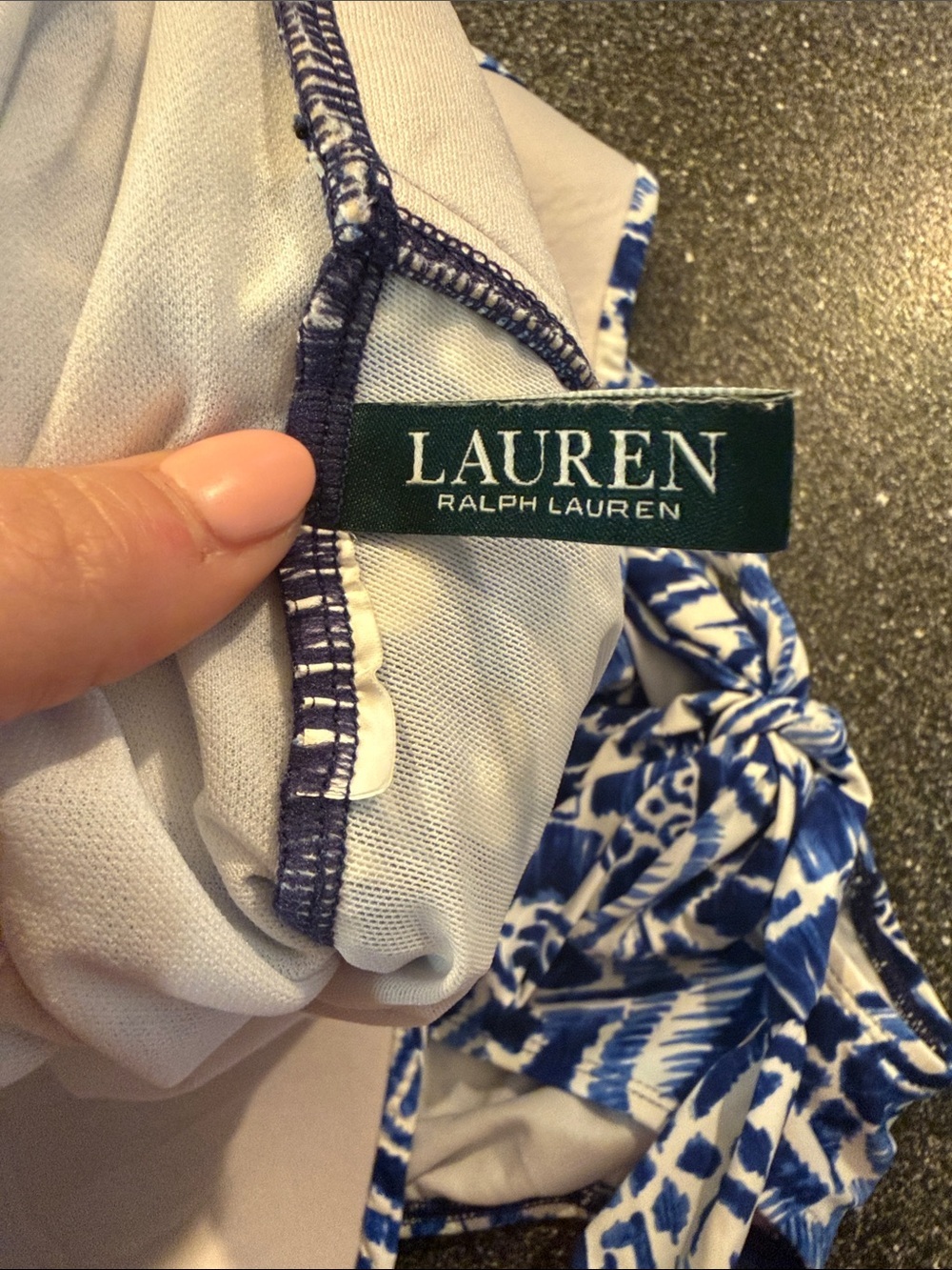 Women’s Ralph Lauren Blue and White One-Piece Swimsuit - size 16 - Picture 2 of 7
